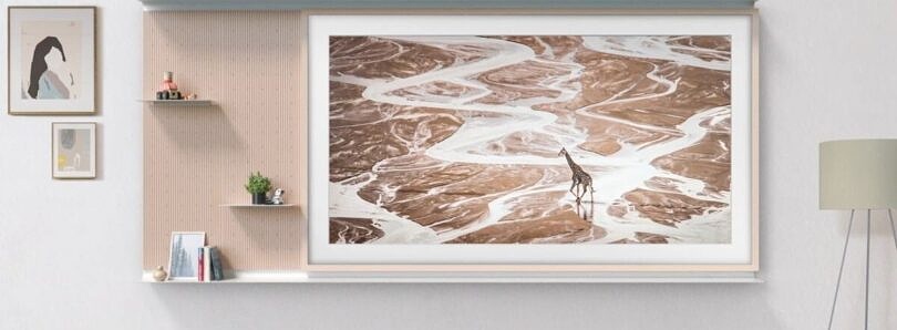 frame tv con pintura de jirafa
